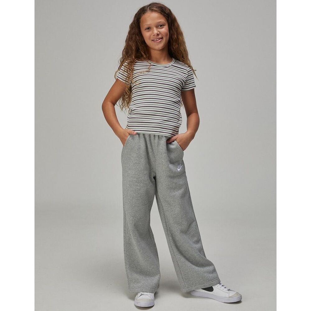NEW NIKE Girls Wide Leg Fleece Pants Sz S Gray